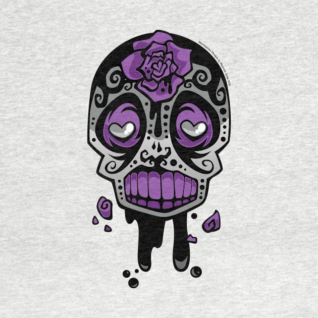 Grey and Purple Ink-Rose Skull by Shanimation